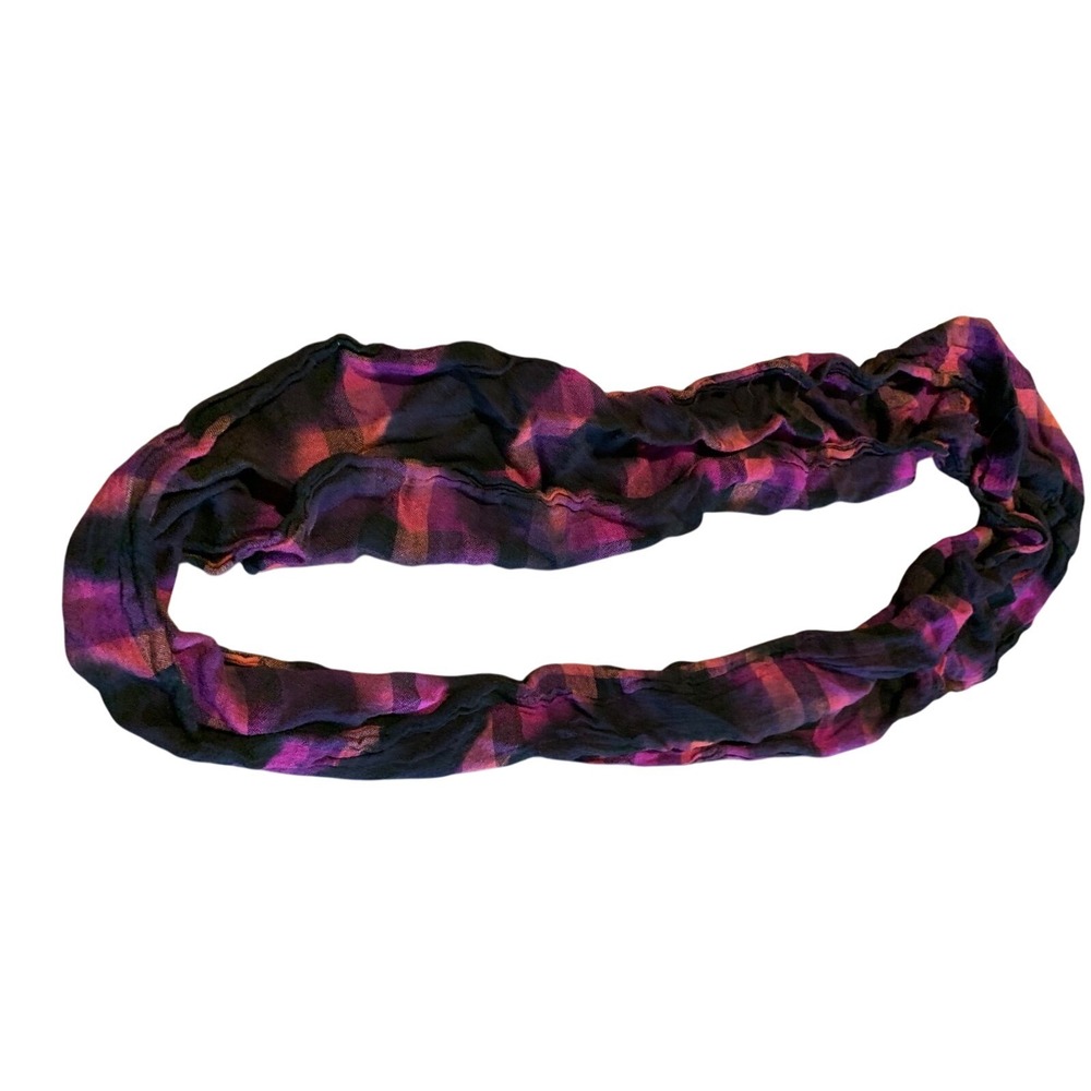 Pink Black Plaid Print Cowl Neck Scarf Bandana‎ Infinity Scarf
